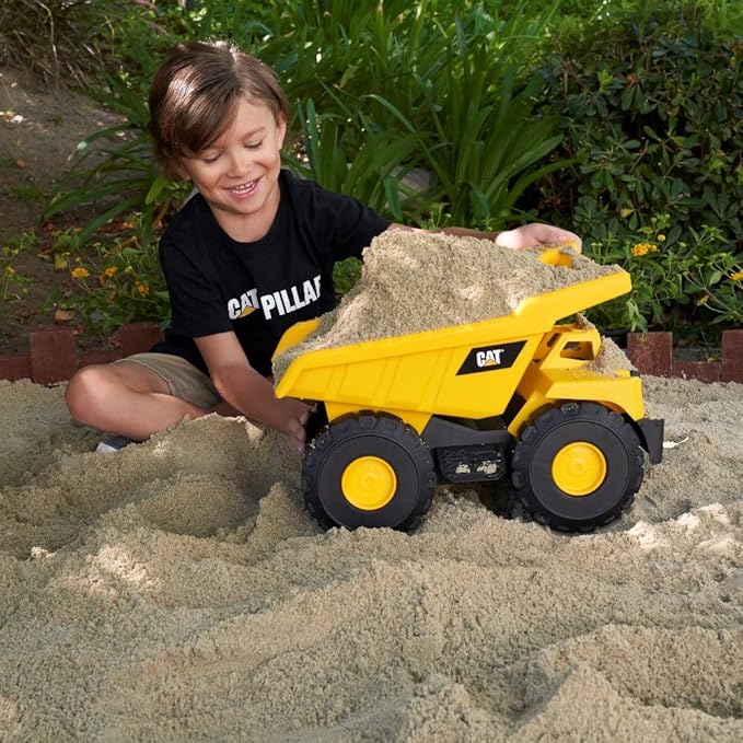 CAT Construction Toys, 15" Dump Truck Toy, Ages 2+, Sturdy Plastic, No Batteries Required, CAT Construction Tough Rigs Series