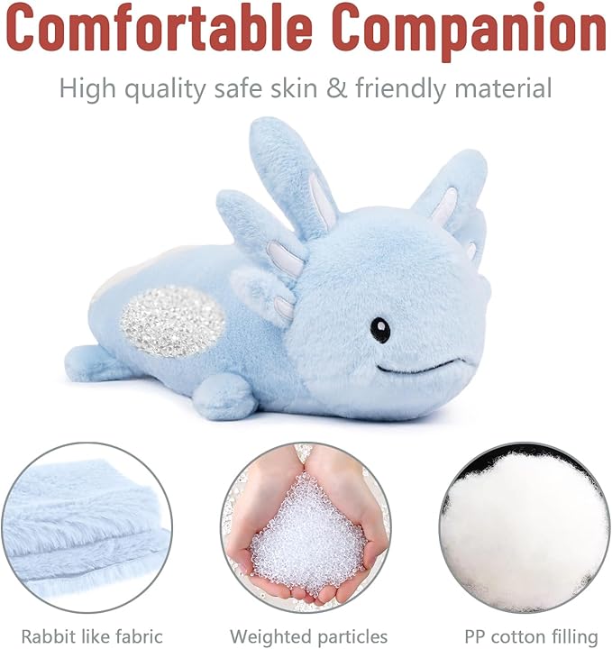 Niuniu Daddy 18" | 2.8 Pound Blue Axolotl Weighted Stuffed Animals for Kids Adults Girls, Giant Cute Axolotl Stuffy Plush Toy with Glowing Ears in The Dark, Kawaii Gifts for Holidays Christmas