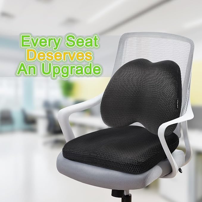 Air Fiber Office Chair Cushion - Ergonomic Seat Cushion for Orthopedic Coccyx, Relief Hip & Back Support - Doctor Recommended Cushion for Long Sitting Worker Driver & Handicapped (Dark Gray)