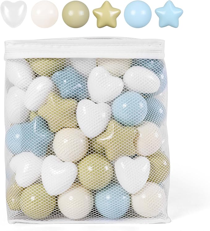 GOGOSO Ball Pit Balls,Plastics Balls for Ball Pit, Stars Hearts Shape for PastelBall for Toddlers Kids