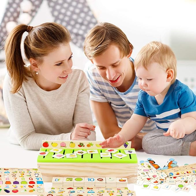 Wooden Montessori Toys for Toddlers Learning Activities Sorting Box Educational Toys Preschool Kindergarten Games Autism Toys for Girls Boys Age 3 4 5 6 Year Old Kids Birthday Gift