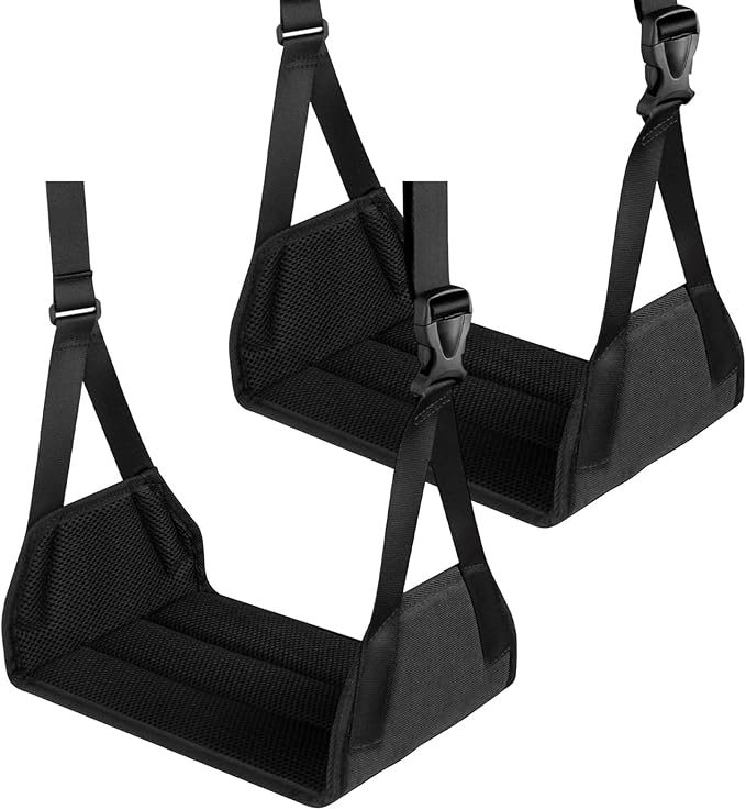 Tuygn 2-Pack Airplane Travel Footrest Hammock Perfect Airplane Foot Hammock for Aircraft Chairs Telecommute Conditions Thin Travel Stool for Office