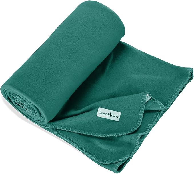 Fleece Throw Blanket Bulk Fleece Blankets Solid Lightweight Warm Soft Cozy Pet-Friendly for Home Bed Sofa Couch Dorm Office Wedding Gifts Travel Airplane Seasons (Dark Green, Pack of 6-50x60 Inches)
