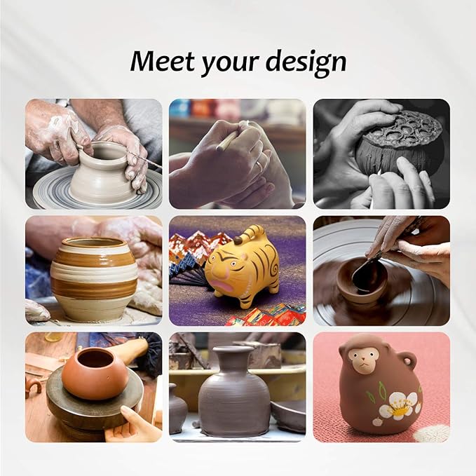 ISSEVE Pottery Clay Sculpting Tools 43Pcs Double Sided Ceramic Clay Carving Tool Set with Carrying Case Bag for Beginners Professionals School Student Pottery Modeling Smoothing