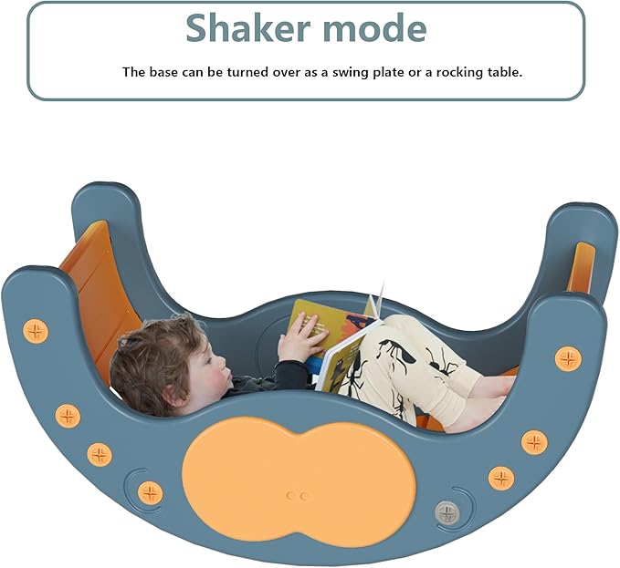 Children's Indoor Climbing Slideway Swing Playground 4-in-1 Function: Slide, Rock Climbing, Balance Board and Cradle Safe and Solid Montessori Toys Blue(2 Climbing Frame+2 Sliding Plate)