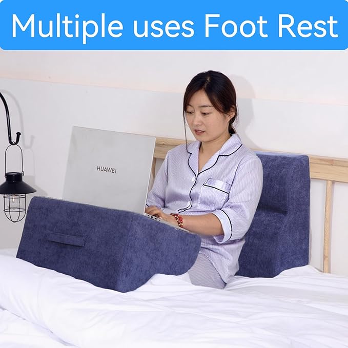 Foot Rest for Under Desk at Work.Multifunctional 3-Tier Foot Stool,with Washable Footrest.for Under Desk,Office Chair Gaming Chair & Sofa,Leg Elevation Pillow,Supports Posture (Dark Blue)