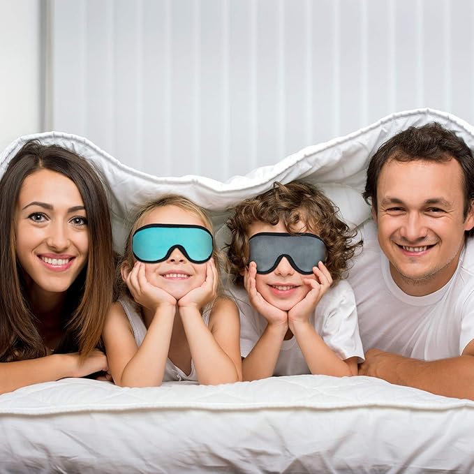 2 Pieces 3D Sleep Mask for Kids Memory Foam Contoured Eye Mask, Travel Sleep Eye Cover with Adjustable Strap, 3D Blindfolds(Gray and Green)