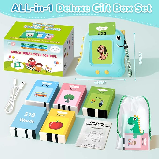 Talking Flash Card, Learning Toys for Ages 2-4, Autism Sensory Toys for Toddlers, Speak Montessori Toys for 2+ Year Old, Kids Gift for Boys Girls Birthday Preschool Activity 510 Sight Words