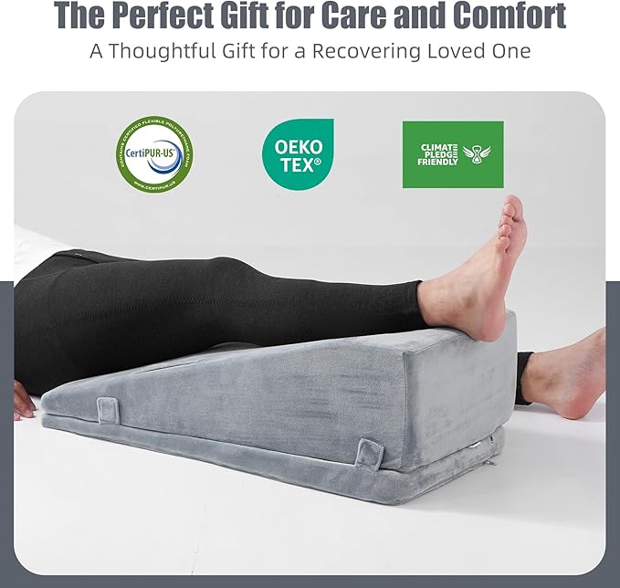 Ganondorf Leg Elevation Pillow, Premium Foam Leg Support Adjustable Wedge Pillow Relieves Joint Pain After Surgery Ergonomic Curve for Leg Support Promote Blood Circulation Single Leg