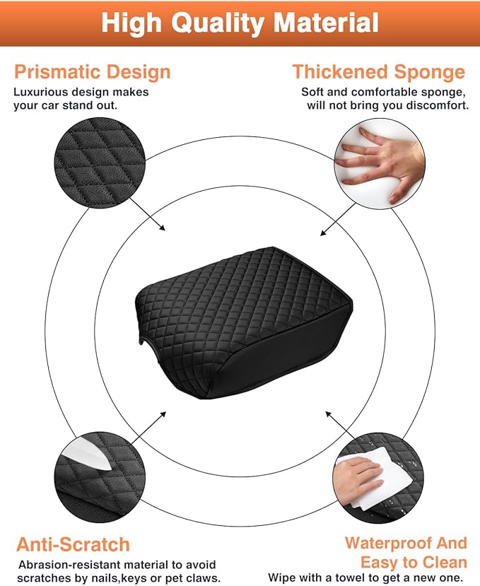 Shademax Center Console Cover for Ford F150 2021-2025 2026 Accessories, F150 Armrest Cover Bucket Seat Console Arm Rest Cushion Pad Leather Middle Console Armrest Lids Protector (Bucket Seat Only)