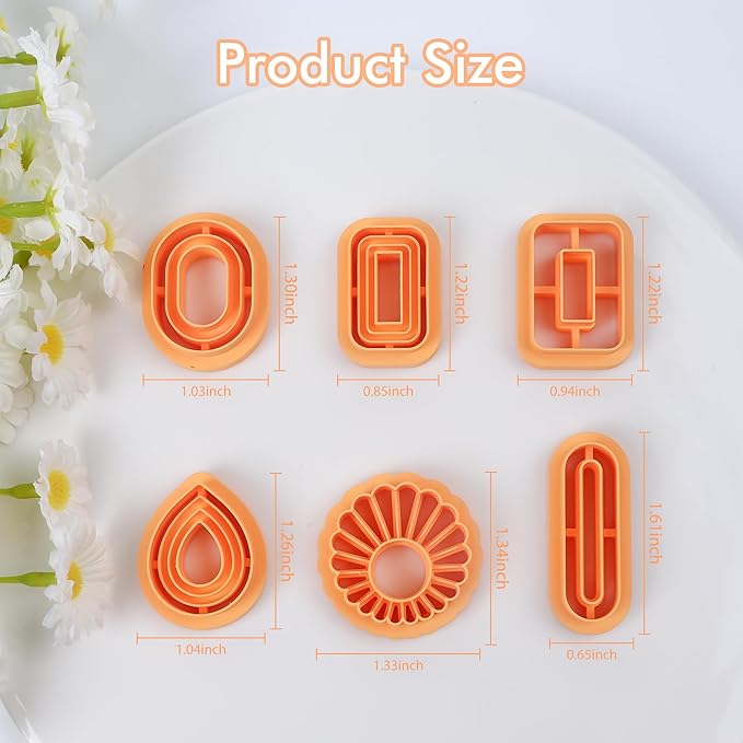 Puocaon Basic Polymer Clay Cutters - 6 Pcs Geometric Clay Cutters for Polymer Clay Earrings, Circle Clay Cutters for Jewelry, Drop Dangle Clay Cutters for Polymer Clay Jewelry
