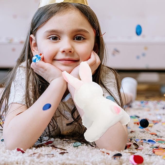 Abaodam Animal Slap Bracelet Rabbit Slap Bracelet Plush Bunny Stuffed Animal Hugger Snap Wristband for Kids Birthday Party