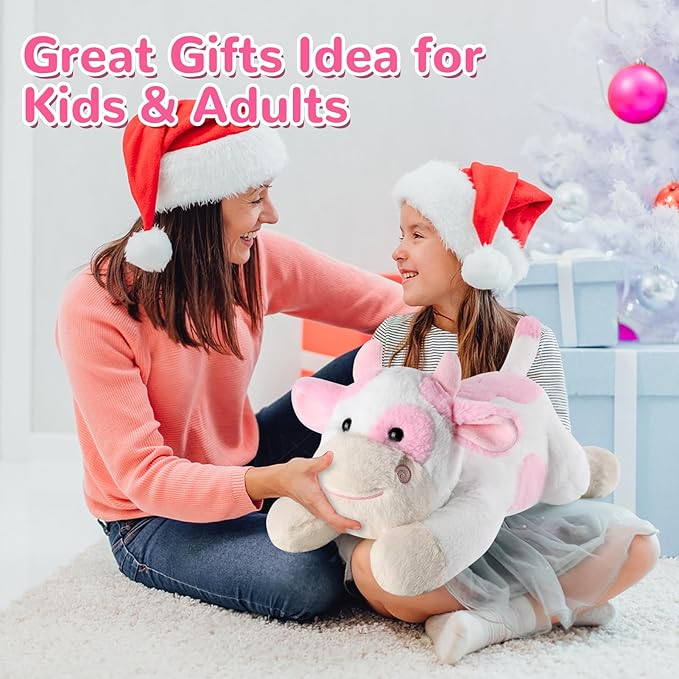 Cow Weighted Stuffed Animals - 22 Inch 4.5 Pounds Weighted Plushies Cow Stuffed Animals - Big Plush Pillow - Cute Plush Toys Gifts for Kids & Adults (22" 4.5 lbs Pink)