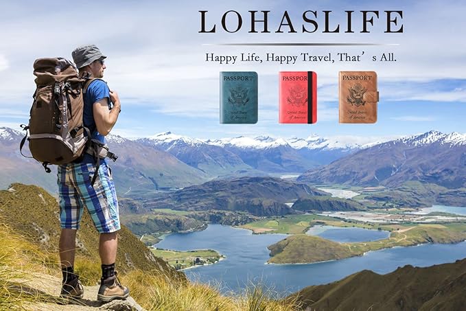 Passport Holder Cover Wallet Travel Essentials Leather Rfid Blocking Case Vacation Luggage Must Haves Travel Accessories for Men Women (120#Brown)