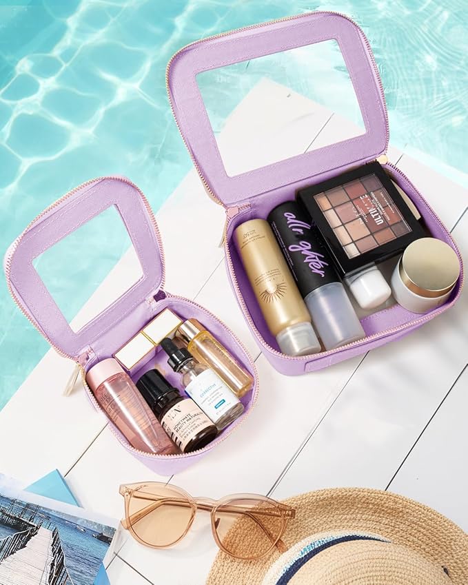 FFpaw Travel Clear Makeup Bag Set, TSA Approved Cosmetic Bag Case with Zipper Portable Makeup Pouch Toiletry Bag Women Traveling Cosmetic Organizer Storage Bag Car Organizer Car Essentials for Women