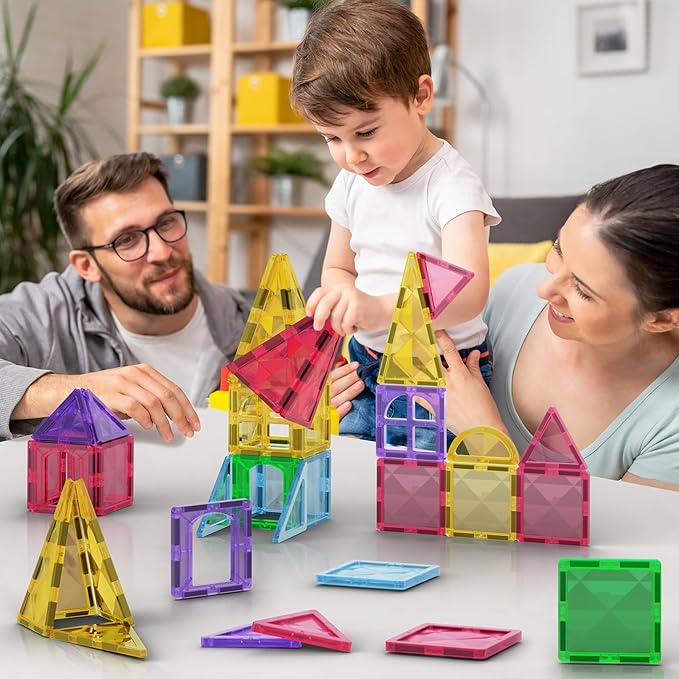 Jasonwell Magnetic Tiles Kids Magnetic Blocks Building Sets 3D Magnet Tile Building Toy Construction Educational STEM Toys Christmas Birthday Gifts for Toddlers Boys Girls 3 4 5 6 7 8 9 10 + Year Old