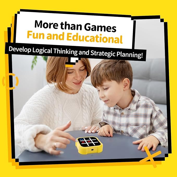 Handheld Electric Puzzle Game Console - Tic Tac Toe Game Educational Road Trip Activities for Kids - Board Games, Juegos para Niños - Ideal Birthday for Kids and Adults