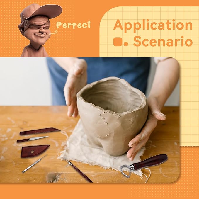 Pottery Tools Kit, Clay Tools Set, Ceramic Tool Kit, Pottery Tools and Supplies with Clay Cutting, Modeling, Trimming Tools for Smoothing, Cleaning, Carving