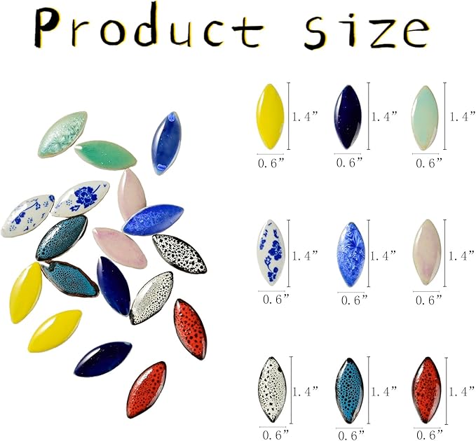 Blue Petal Ceramic Tiles Mosaic Tiles, Bulk Ceramic Mosaic Pieces Stepping Stone Crafts Making Supplies for Home Outdoor Floor Vase Tabletop Decoration - 70pcs