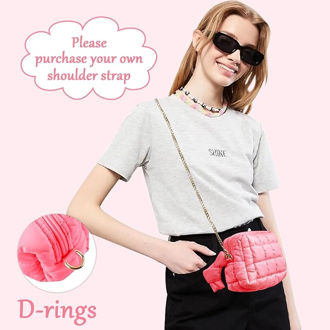 Puffer Quilted Makeup Bag Cosmetic Bags,Puffy Travel Toiletry Pouch for Women,Cute Checkered Zipper Bag Travel Essential,Portable Aesthetic Make up Organizer Bag for Gifts Work Daily(Pink,S)