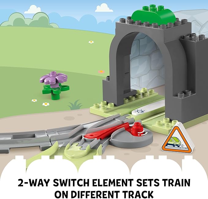 LEGO DUPLO Town Train Tunnel and Tracks Expansion Set - 10 Extra Pieces of Train Tracks - Preschool and Toddler Train Set, Ages 2+ - Building Toy for Boys and Girls - 10425