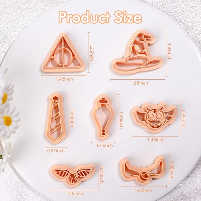 Puocaon Polymer Clay Jewelry Cutters - 7 Pcs Wizard Hat Clay Cutters for Polymer Clay Jewelry Making, Magic Owl Clay Cutters, Clay Cutters for Earrings Making, Magic Potion Shape Clay Cutters Set