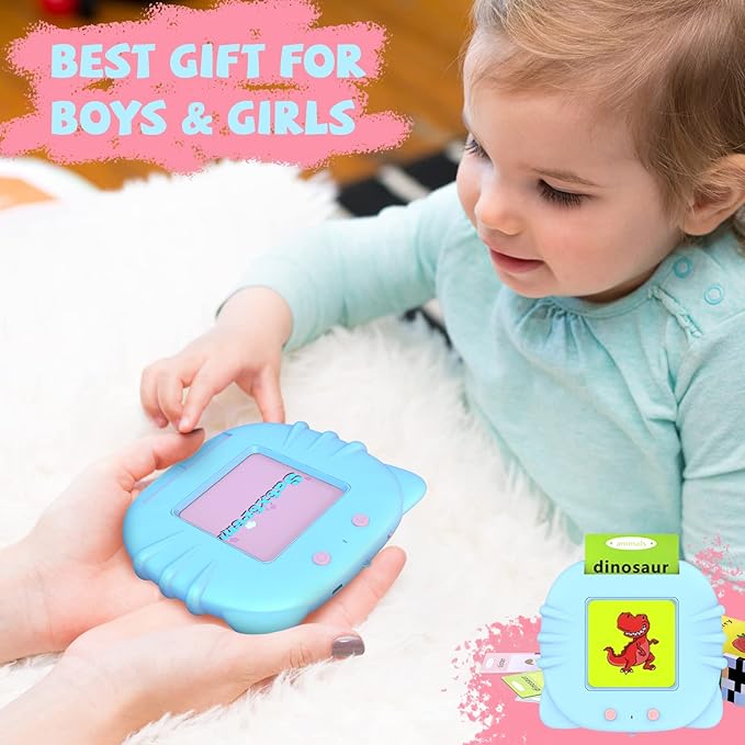 ABC Learning Toys for Toddlers 1-6, Pocket Speech Therapy Toys for Autistic Children, Talking Flash Cards 384 Sight Words, Montessori Sensory Educational Gifts for Boys Girls(Blue)