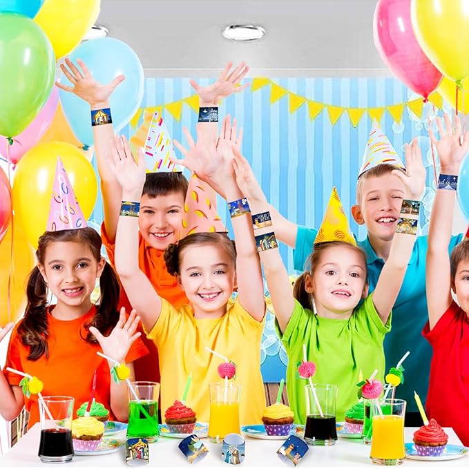 48 PCS Nativity Slap Bracelets, Religious Party Favors Slap Wristbands, Happy Birthday Jesus Slap Bracelets for Christmas Winter Holiday Party Religious Education Supplies