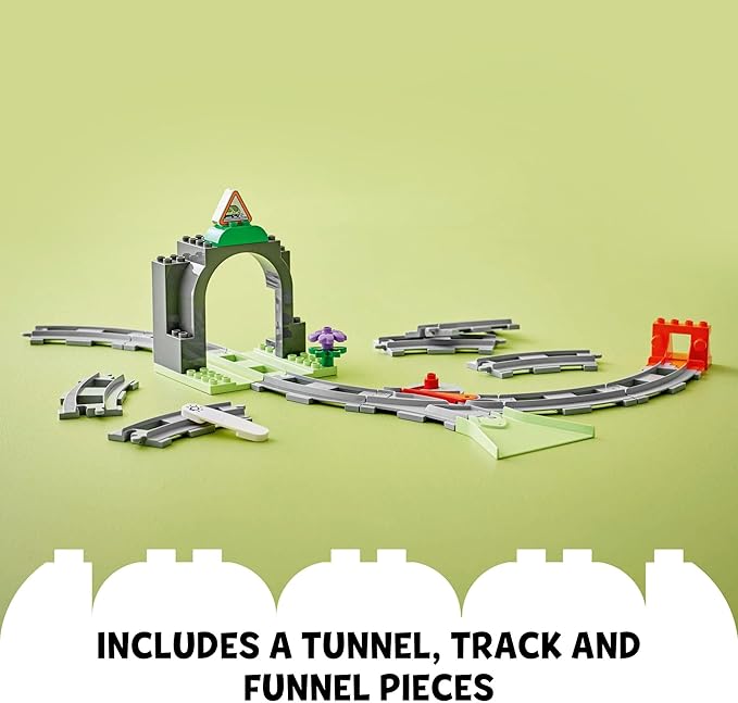LEGO DUPLO Town Train Tunnel and Tracks Expansion Set - 10 Extra Pieces of Train Tracks - Preschool and Toddler Train Set, Ages 2+ - Building Toy for Boys and Girls - 10425