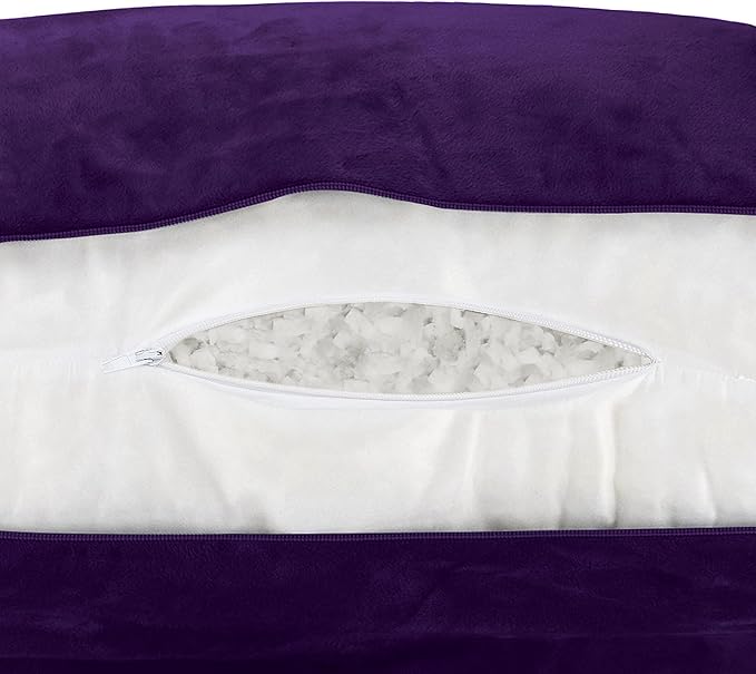 Husband Pillow Purple, Original Reading Pillow in Bed Rest Chair, Shredded Memory Foam Large Lounge Cushion Adult Backrest with Arms, Comfy Back Support for Sit Sitting Up, Washable/Removable Cover