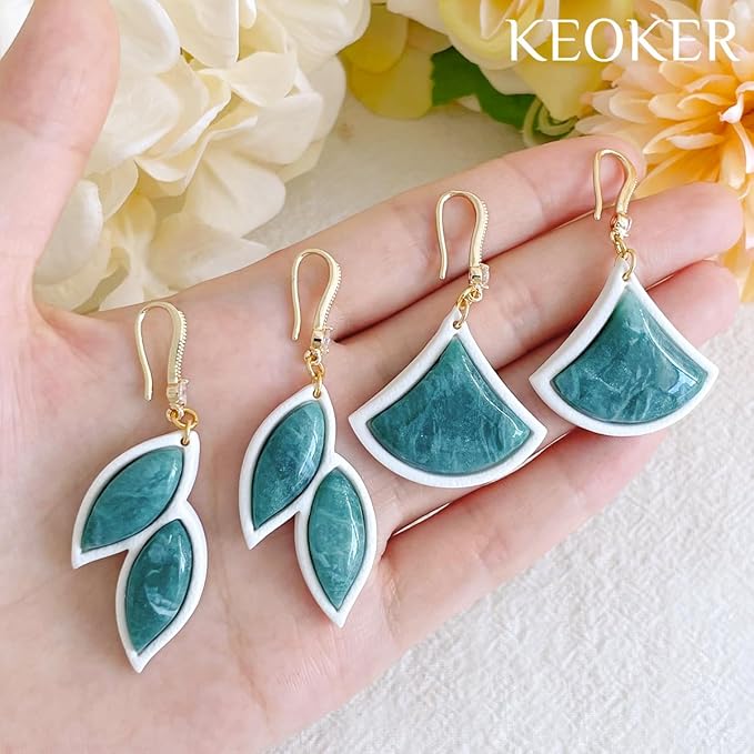 Keoker Embedded Clay Cutters, Clay Cutters for Polymer Clay Jewelry Making, Embedded Polymer Clay Earring Cutters, Earring Cutters for Polymer Clay, Polymer Clay Cutters for Earrings