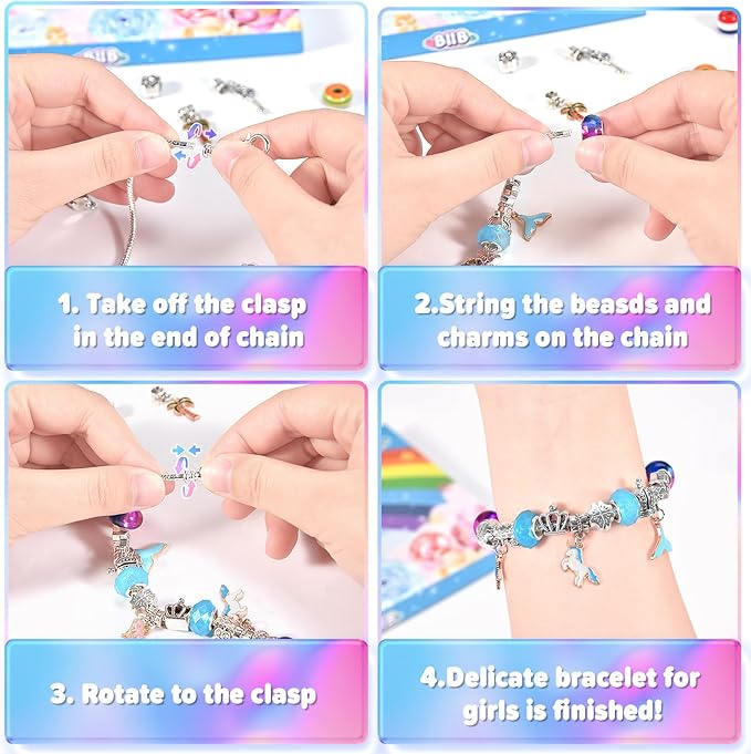 BIIB Bracelet Making Kit for Girls, Art Supplies for Girls Ages 8-12, Arts and Crafts for Girls Kids Ages 8-12, Girls Toys Age 6-8, Jewelry Making Supplies, Unicorns Gifts for 6-12 Year Old Girls