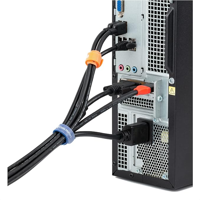 Cable Matters 100-Pack Hook-and-Loop Reusable Cable Ties, Sizes 4", 6", 8" with 42 lbs Tensile Strength - Multi-Color Cable Straps, Cord Organizers, Cord Management Ties
