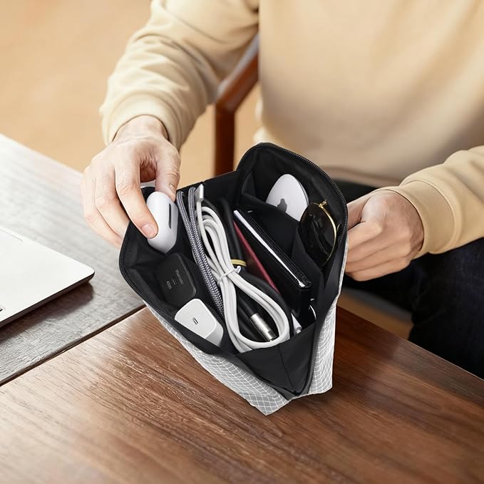 SIMTOP Cord Organizer Travel Small Tech Bag Pouch Case for Cords, Charger, Hard Drive, Power Bank – Water-Resistant Electronics Organizer, Small Portable Gadget Case for Travel