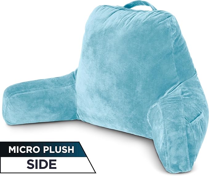 Husband Pillow Aspen Rodeo Blue, Reading Pillow Bed Rest Chair, Two-Sided Reversible Fabric, Large Lounge Cushion Adult Backrest with Arms, Comfy Back Support for Sit Sitting Up, Wash/Remove Cover