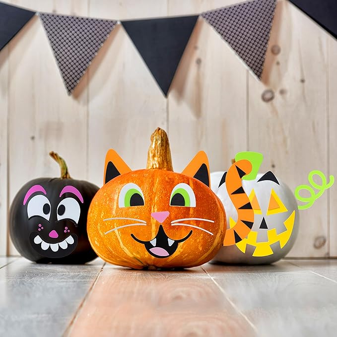 JOYIN 16 Packs Halloween Pumpkin Stickers Foam Craft Kit, Halloween Party Favors for Kids, Party Supplies Arts Activities, Funny Pumpkin Decorating Stickers, Jack O Lantern Stickers School Games Gifts