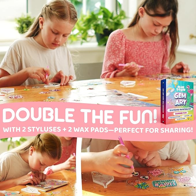 Blue Squid Diamond Art Kits for Kids β Fun & Easy DIY 5D Gem Art Gift Set for Keychains, Stickers, Sun Catchers - Diamond Painting Arts & Crafts Kit for Kids, Girls, Boys Ages 6 7 8 9 10 11 12