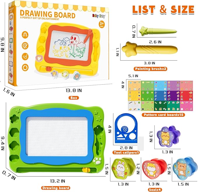 Large Magnetic Drawing Board for Toddlers, Magnetic Doodle Board for Kids, Etch A Sketch Magnet Erasable Writing Pad, Preschool Education Travel Toys for Kids Boys Girls Age 3 4 5 6 7 8 Years Old