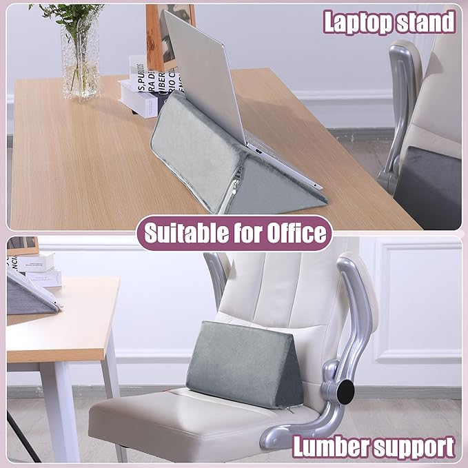 BALAPET 2 Pcs Small Wedge Pillow for Sleeping,Premium Foam Bed Pillow for Side Sleeping,Triangle Wedge Pillow for Leg Elevation,Yoga,Reduce Back Pain(Gray)