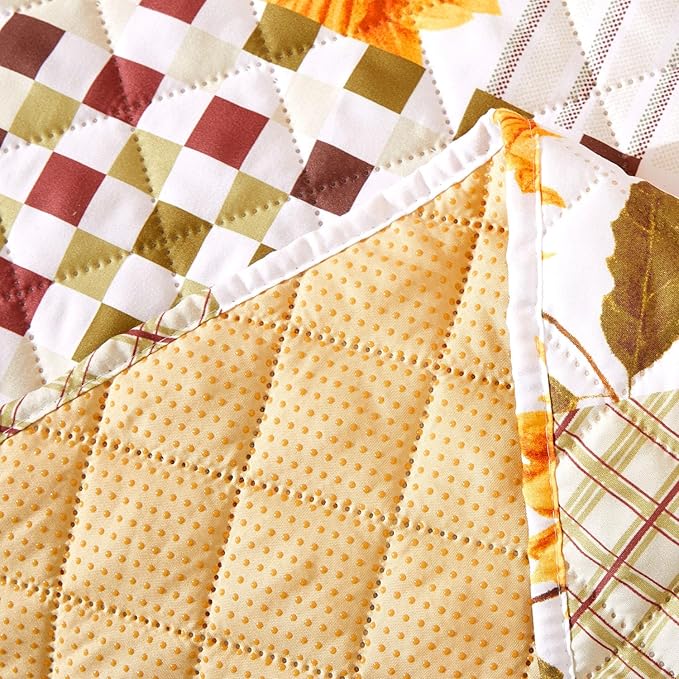EVENHUG Loveseat Sofa Cover Patchwork Floral Sofa Slipcover Washable Couch Cover 2 Cushion Sofa Furniture Protector Cover with Elastic Straps for Pets Kids Dog Cat (Loveseat,Yellow)