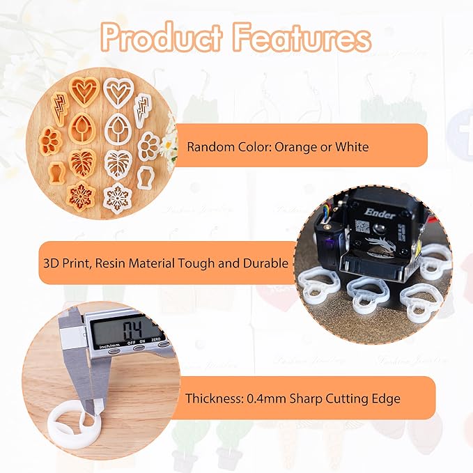 Puocaon Easter Polymer Clay Cutters - 17 Pcs Clay Cutters for Polymer Clay Jewelry, Basic Rabbit Carrot Clay Earring Cutters, Easter Eggs Clay Jewelry Cutters, Floral Bunny Clay Cutters