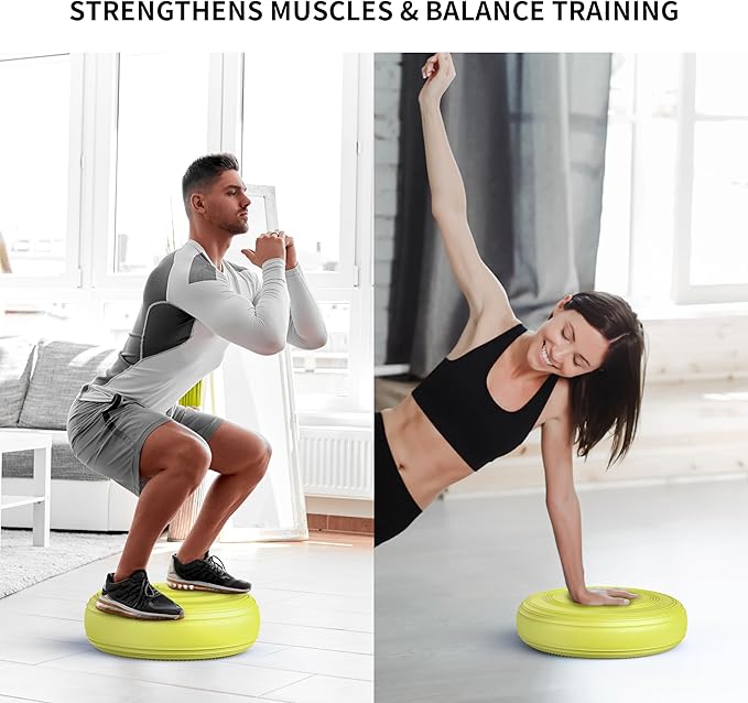 Inflated Wobble Cushion,Circular Non-slip Texture for Comfortable Sitting,Extra Thick Dyna Disc with Pump for Core Strength,Wiggle Seat to Improve Posture,Fitness,660lb Load Capacity