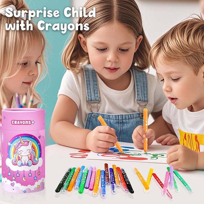 DreamCandy Twist Crayons for Toddlers,24 Colors Non Toxic Washable Crayons for Kids,Art Supplies Drawing Coloring Crayon Set,Gift for Boys and Girls,Back to School,Stocking Stuffers