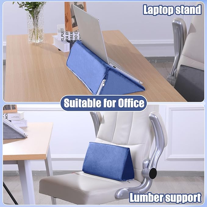 BALAPET 2 Pcs Small Wedge Pillow for Sleeping,Premium Foam Bed Pillow for Side Sleeping,Triangle Wedge Pillow for Leg Elevation,Yoga,Reduce Back Pain(Blue