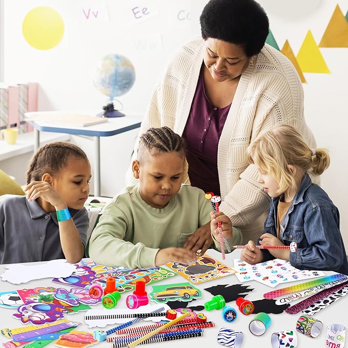 BenLouis 240Pcs Kids' Party Favors Sets Stampers Pencils Stickers School Stationery Bulk for Kids 4-8-12 Classroom Birthday Candy Goodie Bags Pinata Stuffers Rewards Gifts Supplies