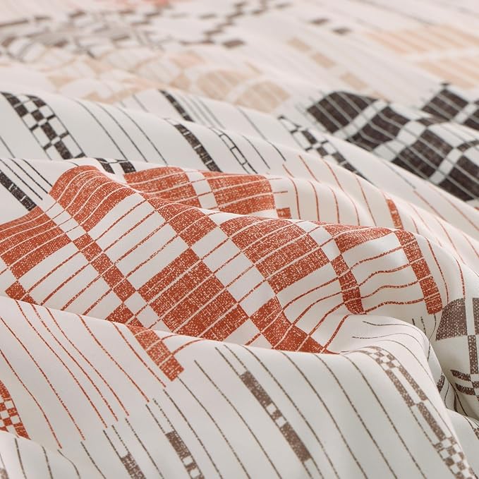 MaiRêve Plaid Twin XL Comforter Set, Farmhouse Bedding Sets for Boys Girls Teen 5 Pieces, Beige All Season Bed in A Bag for Dorm with Sheets, Pillowcase & Sham