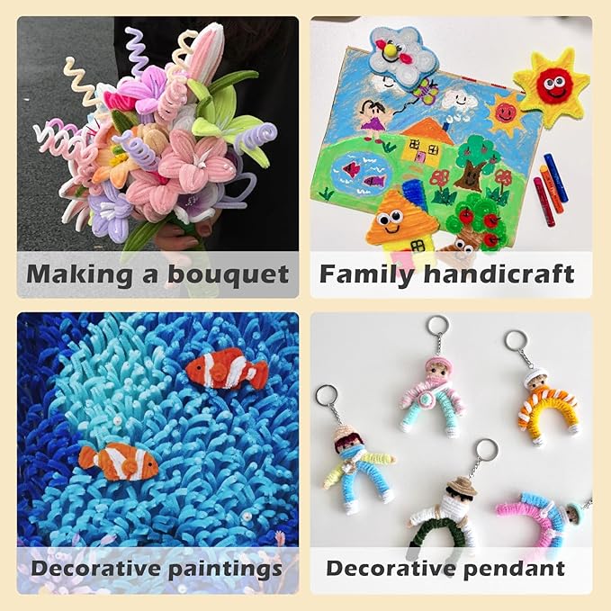 Harmoso 200pcs Green Pipe Cleaners Bulk - Flower Stamens, Leaves, and Stems for Crafting Realistic Handmade Flowers with Pipe Cleaners (12 x 0.24 inches)
