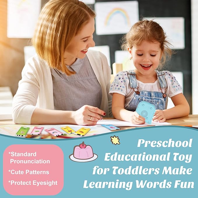 Talking Flash Cards for Toddlers 1-3, ABC Learning Toddler Toys with 384 Sight Words, Autism Sensory Toys for Autistic Children, Montessori Toys Pocket Speech Educational Learning Interactive