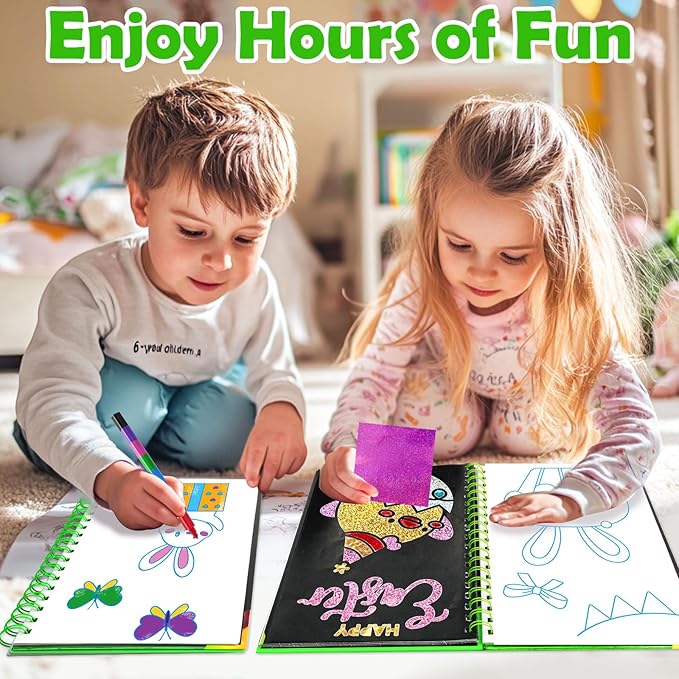 Foil Art Craft Activity for Kids: Fun DIY Toy Sticker Kit, No Mess Creative Travel Supply Set, Idea Birthday Easter Basket Stuffers Valentines Gift for Girl Boy Toddler 4 5 6 7 8 9 Year Old (Easter)