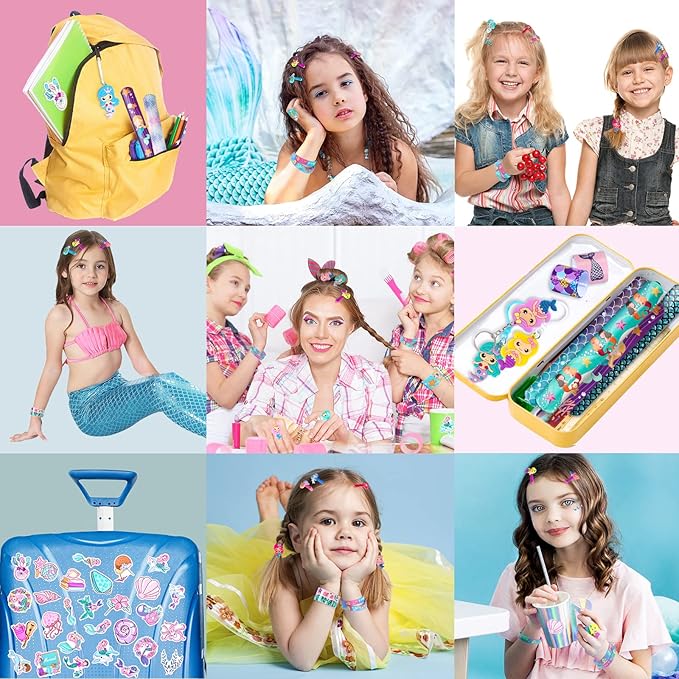 134Pcs Mermaid Party Favors for Kids, Mermaid Birthday Party Decorations Toys for Girls, Goodie Bag Pinata Gifts for Classroom Prizes